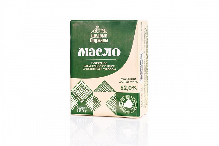 фото продукта Масло сливочное Закусочное соленое с чесноком и укропом 62,0%